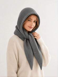 1pc Women's Warm Knitted Hat Scarf Headwear Neck Warmer, Autumn/Winter - Multicolor - View 5