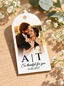 8/16/24pc Personalized Photo Wedding Favor Tags, Custom Thank You Gift Tags For Bridal Showers, Candy Bags And Wedding Guest Favors, Bulk Party Favors - Multicolor - View 3