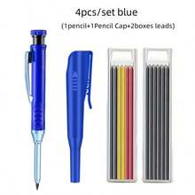 2.8mm Solid Woodworking Pencil Set With Cap, Lead Refills And Built-In Sharpener, Deep Hole Automatic Pencil, Suitable For Woodworking Construction Marking Hand Tools - Sets - View 10