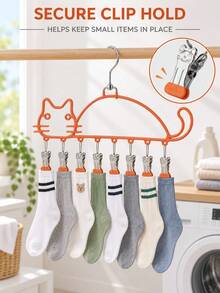 1pcsMultifunctional Stainless Steel Drying Rack Featuring A Cute Cat Design; Sturdy, Thickened, And Durable, This Versatile Rack Serves Eight Different Purposes-Perfect For Drying Items Like Underwear And Socks. A Household Essential. - Multicolor - View 5