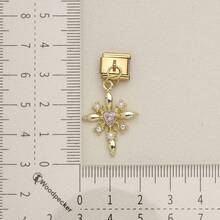 1 pieza Colgante de pulsera modular italiana en tono dorado, colgante de corazón, estrella, lazo, cruz, gato, mano, accesorio de joyería DIY para pulsera de módulo de 9mm - Lazo de corazón modular dorado - Ver 28