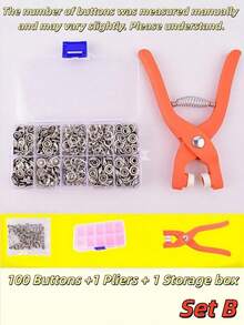 100/50/1pc 5-Claw Metal Snap Fastener Kit With Installation Pliers, Metal Snaps And Storage Box, Practical Hand Press Tool For DIY Clothing, Bags, Leather Sewing Crafts, Simple Operation Handmade Accessory, Great Gift For DIY Handicraft Lovers - Diverse - View 13