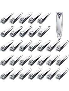 100pcs/32pcs/8pcs/1pc Classic Stainless Steel Nail Clippers, Silver Nail/Toe Clipper Set, Sharp Blades, Portable Nail Clippers, Suitable For Nail Salon And Home Use, Nail Clipper Quantity, Wholesale Distribution - Silver - View 1