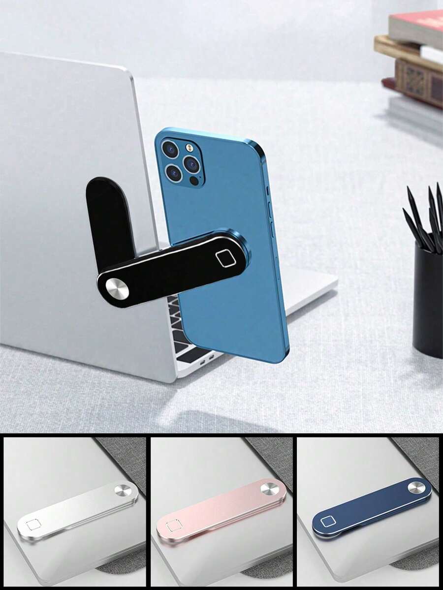 Magnetic Laptop Side-Mount Phone Holder, Adjustable Aluminum Alloy Folding Smartphone Stand, Laptop Screen Extension, Portable Office Phone Holder - View 1