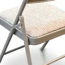 Deluxe Fabric Padded With Heavy Duty Steel Metal Frame Folding Back Rest Chair For Home Garden Office Computer Desk - Grey - View 9