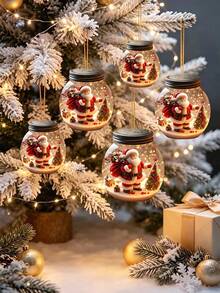 5pcs/1pc 2D Acrylic Santa Claus Christmas Hanging Ornament, Tree Pendant, Wish Bottle Shaped Christmas Tree Hanging Decoration, Multi-Functional Keychain And Backpack Charm, Christmas Holiday Decoration, Holiday Home Decor, Christmas Party Gift - A - View 7