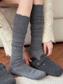 1/4 Pairs Women's Thickened Slouch Socks, Premium Calf Socks, Warm Long Socks For Autumn/Winter - Multicolor - View 7