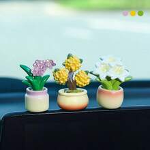 1 buah Hiasan Mobil Mini Pot Bunga Realistis Kreatif, Dekorasi Interior Mobil DIY, Dekorasi Meja Kantor, Hadiah Liburan, Hadiah Terbaik untuk Pecinta Tanaman - Bunga-bunga kecil dalam pot - View 5