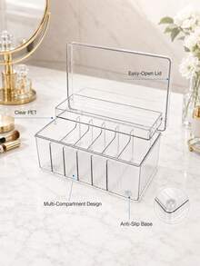 Acrylic Eyelash Organizer, Transparent Lash Storage Box With Lid, Multi-Layer Dustproof Eyelash Extension Case, Also For Nail Art Diamond Beads Tools, Independent Grid Divider, Home DIY Makeup Beauty Organize - Transparent - View 9