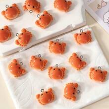 10pcs Cute Crab Shaped Bread Resin Pendant, Fun Jewelry Charm Accessory, Perfect For DIY Jewelry - Cute Crab Pendant - View 7