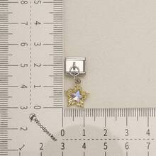 1pc Steel‑Tone Base Gold Dangle Italian Modular Bracelet Charm, Heart Star Bow Cross Cat Hand Pendant DIY Jewelry Accessory For 9mm Module Bracelet - Steel-colored Modular Heart Bow - View 19