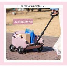 Mini Dog Stroller – Foldable Pet Carrier Cart With 360° Rotatable Handle, Extendable Pull Handle & Storage Bag Lightweight Trave - Pink - View 10
