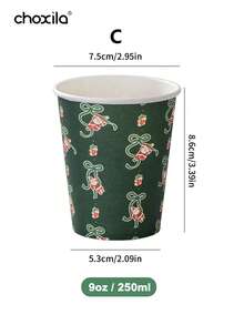 choxila 25/50/100pcs Assorted Design Christmas Disposable Paper Cups, Holiday Decoration Party Cups, Themed Coffee Beverage Cups, Christmas Party Holiday Gathering Home Party Friends Gathering Holiday Tableware - C - View 6