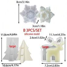 3pcs/Set Christmas Tree Elk Snowflake Scented Candle Silicone Mold DIY Winter Home Resin Gypsum Decor Handmade Craft Party Gifts - 3pcs Molds - View 8
