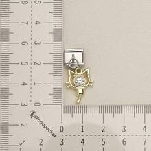 1pc Steel‑Tone Base Gold Dangle Italian Modular Bracelet Charm, Heart Star Bow Cross Cat Hand Pendant DIY Jewelry Accessory For 9mm Module Bracelet - Steel-colored Modular Heart Bow - View 16