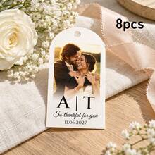 8/16/24pc Personalized Photo Wedding Favor Tags, Custom Thank You Gift Tags For Bridal Showers, Candy Bags And Wedding Guest Favors, Bulk Party Favors - Multicolor - View 17
