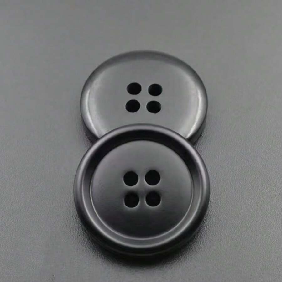 100pcs/50pcs/10pcs Black 4-Hole Resin Buttons, Various Sizes Round Sewing Buttons, Suitable For Coats, Suits, Jackets, Shirts, Pants, DIY Clothing Sewing Crafts - Multi-color - View 1