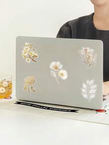 54pcs/Pack Gold Line & White Floral Plant Stickers, Transparent PET Decorative Stickers, Suitable For Luggage, Laptop, Refrigerator, Phone Case, Water Bottle And Any Other Places, Self-Adhesive DIY Stickers - one-size - View 5