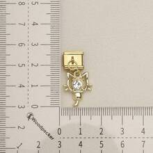 1 pieza Colgante de pulsera modular italiana en tono dorado, colgante de corazón, estrella, lazo, cruz, gato, mano, accesorio de joyería DIY para pulsera de módulo de 9mm - Lazo de corazón modular dorado - Ver 16