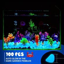 100 Pcs Fish Tank Rocks Glow Color Random, Fish Tank Stones Accessories Gravel With 5 Packs Random Artificial Aquatic Plants Fish Tank Plants Plastic Coral Reef Decorations For Aquariums - A - View 4