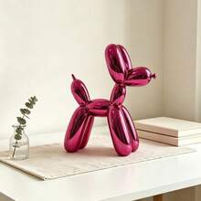 1pc Nordic Style Pink Electroplated Balloon Dog Resin Sculpture Decor, Creative Animal Small Sculpture Resin Craft For Indoor Home - Pink - View 11