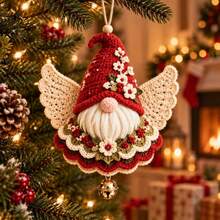 Yarn DIY Crochet Kit, Cute Style, Angel Figure Pattern, Angel Shape, Complete Accessories Included, Handmade Christmas Angel Ornament, For Christmas Decoration, Holiday DIY Craft Project Adult Products - A - View 9