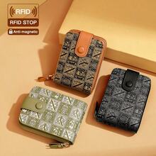 ONDY Zipper Large Capacity Card Holder For Women 12 Card Slots - Zipper & Snap Closure, Double Layer Vertical Multi-Function Driver's License & ID Card Organizer, RFID Anti-Theft, Vintage Floral Print Fabric, Daily Commute Shopping Dating Fashion Accessory, Birthday Gift For Girlfriend, Valentine's Day Gift - Multicolor - View 7