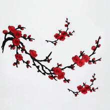 3pcs/Set Pink And Blue Plum Blossom Embroidered Fabric Patch Applique Clothing Decoration Accessories Adhesive Backing Patch - A - View 9