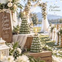 1Pc Christmas Tree Shaped Flameless LED Candle Light, Realistic Flickering Warm Flame Fake Candle, Battery Operated Romantic Tabletop Decoration, Perfect For Christmas, Valentine's Day, Wedding, Anniversary, Birthday, Holiday Party & Home Decor - Christmas Tree - View 3