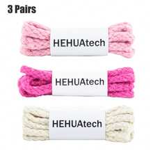 3 Pairs 8-Strand Braided Hemp Rope Shoelaces, 5mm Wide Round, Solid Color Basic Style, Round Shoelaces For Sports Shoes Daily Replacement - Light Pink + Rose Red + Beige - View 14