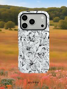 GIIPPA 1pc White Base With Gradient Black Floral Pattern Design, Phone 18 Pro Max Phone Case, Compatible With Phone 17 Pro Max, 16 Pro Max, 15 Pro Max, Korean-Style High-End Fashion Fun Phone Case, Suitable For 11/12/13/14/15/16 Pro Max Plus, Elegant Design For Men And Women, Perfect Gift For Girlfriend On Christmas, Valentine's Day, Easter, Wedding Season And Birthday! - Black - View 9