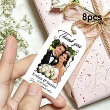 8/16/24pc Personalized Photo Wedding Favor Tags, Custom Thank You Gift Tags For Bridal Showers, Candy Bags And Wedding Guest Favors, Bulk Party Favors - Multicolor - View 24