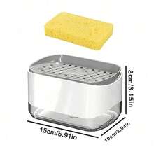 Kitchen Dish Soap Dispenser Set, Hand Soap Dispenser, Dual Compartment Soap Dispenser With Tray, Sponge Holder And Drain Rack, Soap Dish, 5-In-1 Storage Rack, Suitable For Kitchen Sink Countertop Storage - Practical Kitchen Tool - (Towel Not Included) - Multicolor - View 9