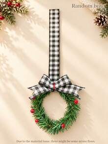 1pc Customized Embroidered Wreath Ribbon Hanging Ornament, Personalized Name Pendant With Bow And Berry Wreath Details, 5 Styles Available, Christmas Tree Home Decor, Ideal Holiday Gift For Family And Friends - Multicolor - View 10