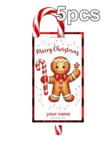 Kartu Pemegang Permen Tongkat Natal Kustom, Label Ucapan Nama yang Dipersonalisasi dengan Desain Kue Jahe & Manusia Salju, Kemasan Hadiah Liburan Meriah untuk Suvenir Pesta, Label Hadiah Natal yang Disesuaikan, Kartu Ucapan Liburan yang Dapat Disesuaikan 2026, Selamat Natal - MultiWarna - View 16