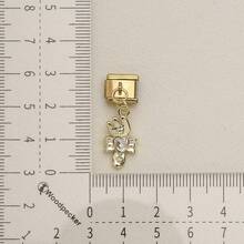 1 pieza Colgante de pulsera modular italiana en tono dorado, colgante de corazón, estrella, lazo, cruz, gato, mano, accesorio de joyería DIY para pulsera de módulo de 9mm - Lazo de corazón modular dorado - Ver 18