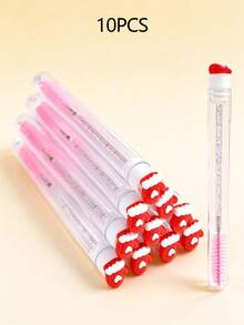 Christmas Individual Eyelash Brush, For Eyebrow Grooming And Eyelash Styling, With Cartoon Santa Claus And Reindeer Design. Eyebrow Comb And Makeup Eyelash Tool. - Multicolor - View 8