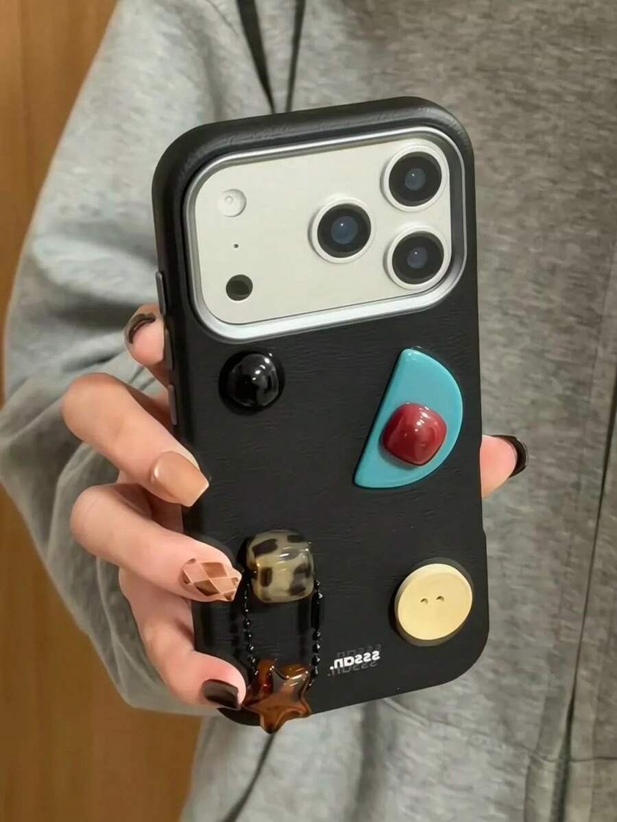 3D Meteorite Design Full Coverage Black Anti-Drop Phone Case Compatible With Iphone 18 Pro Max/18 Pro/16/15/14, Korean Ins Style, Niche Creative Premium Aesthetic, For Women - Black - View 1