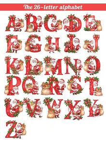 Customizable Santa Claus Initial Christmas Gift Bag, Personalized Name Drawstring Bag, Multi-Size Christmas Canvas Storage Bag, Holiday Gift Storage Bag, Christmas Tree Decoration, Home Gift Accessory - Multicolor 2 - View 2