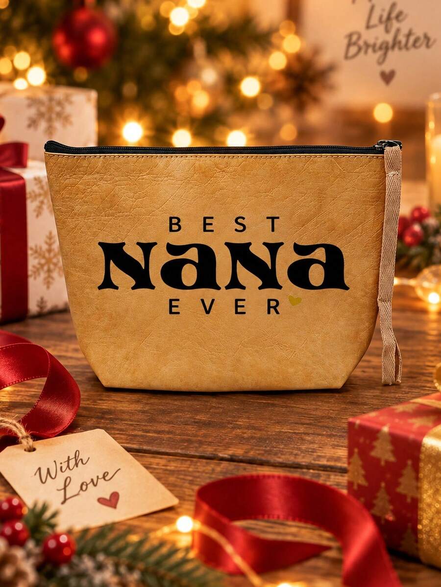 Floral Pattern Nana Text Cosmetic Bag,Lightweight Makeup Bag,Nana Gifts Makeup Bag, Portable And Large Capacity.Waterproof Cosmetic Bag For Grandma - Multicolor - View 1