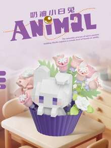 1pc Cute Animal Series Mini Building Blocks Set, Mini DIY Assembly Building Block Model, With Surprise Gift Box Shaped Storage Box, Desktop Decoration, Educational Puzzle Toy, Suitable For Children And Building Block Collectors As Holiday Birthday Gift - Multicolor - View 3