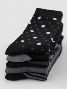 1/3/5/10 Pairs Random Women's Geometric Pattern Heart Polka Dot Stripe Retro Artistic Style Comfortable Breathable Mid-Calf Socks - Multicolor - View 6