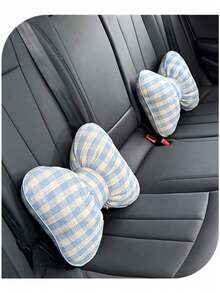 1 Car Headrest Lumbar Support Cushion, Plaid Bow Ribbon Seat Cushion Pillow, Four Seasons Universal Goddess Lumbar Support Cushion - Multicolor - View 11