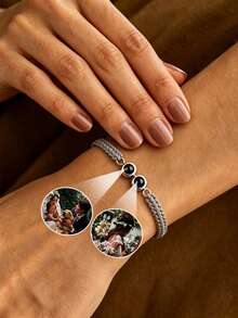 Customized Photo Projection Bracelet, Fashionable Minimalist And Classic; Suitable As Birthday Gift, Father's Day Gift, Valentine's Day Projection Jewelry Or Couple Valentine's Day Anniversary Gift. - Multicolor - Style 7 - View 8