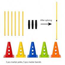 3pcs 19.68in Flag Poles + 5pcs 9.05in Flag Cones, Sports Hurdle And Agility Obstacle Set For Speed & Agility Training, Suitable For Cat & Dog Interaction, Pet Exercise, Portable Storage - Multicolor - View 7