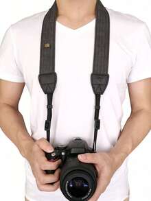Vintage Herringbone Woven Camera Shoulder Strap, PU Leather Spliced Adjustable Wide Pressure-Relieving, Universal Practical Accessory For DSLR Mirrorless Film Cameras, Suitable For Travel And Street Photography - View 2