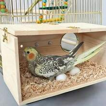 Outdoor Hanging Wooden Bird Nest Box, Home Wooden Bird Breeding Box, Multiple Sizes Solid Wood Parrot Breeding Box - A - View 2