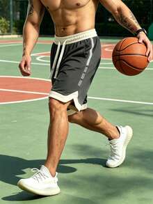 Men's Summer Fashion Sports CasualBermuda Shorts, Sporty Side Pocket Design, Suitable For Daily Wear/Fitness/Travel - Dark Grey - View 6