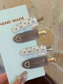 8/4/1pc Cute Sweet Style Seamless Crocodile Hair Clips, Floral/Polka Dot Design Or Rhinestone Bow, Suitable For Daily Wear And Dating - Multicolor - View 4