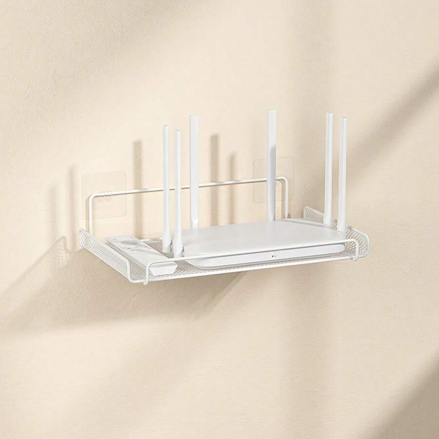 Home Wall Mount Router Storage Rack, Hollow Shelf Shape, No-Drill Wall Installation,Fits Wall Near TV,Great For Living Room Arrangement,Audio-Visual Area Storage And Four-Season Home Wall Storage Decor Home Decor Home Decor And Accessories Room Decor - Multicolor - View 1
